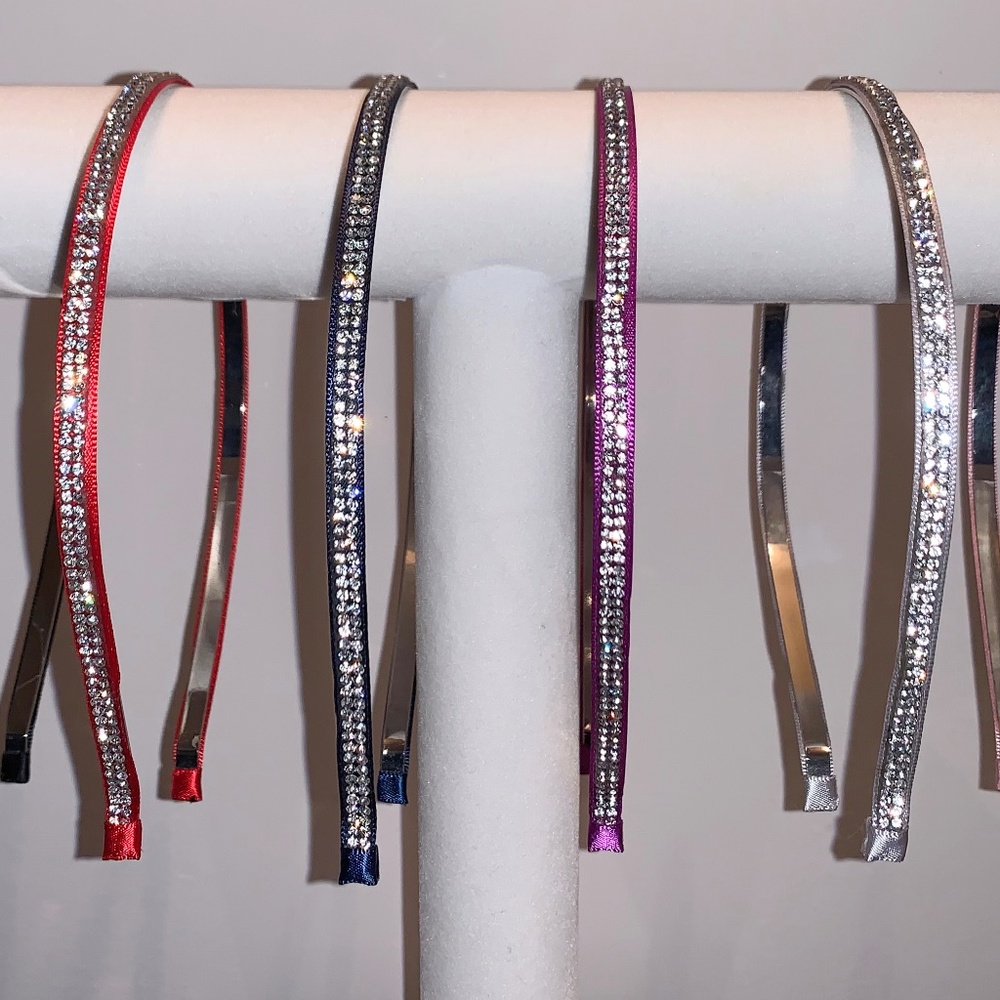 Satin Ribbon Rhinestone Headbands
